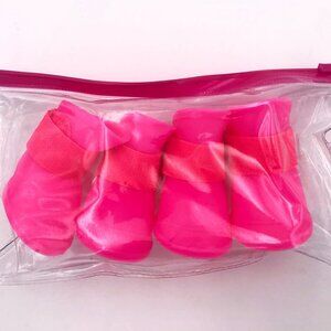 Pink Waterproof Dog Cat Candy Boots Reusable Silicon Adjustable Pet Shoes Size M